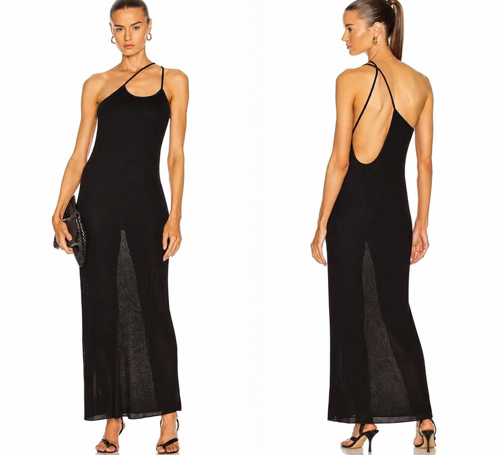 NWT Auteur Studio Nour Dress - Black - Asymmetrical Neckline - Open Back - Sz. S